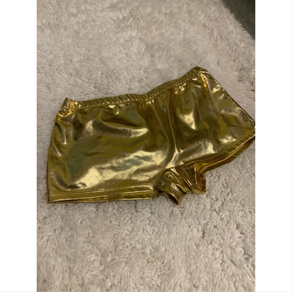 Gold mini shorts Nylon Spandex